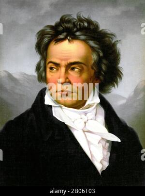 Vintage-Porträt des deutschen Komponisten und Pianisten Ludwig van Beethoven (170-1). Druck ca. 1870 von L Prang & Co Stockfoto