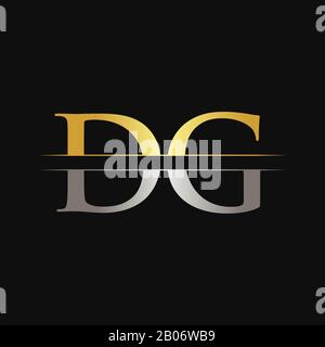 Initial DG Letter Logo Design Vector Mit Gold- und Silberfarbe. DG Logo Design Stock Vektor
