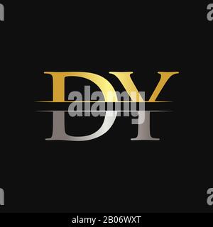 Vektor für das anfängliche Design des DY-Buchstaben-Logos Mit Gold- und Silberfarbe. Design des DY-Logos Stock Vektor