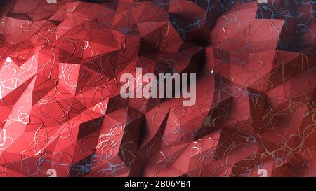 Rot Low poly geometrischer abstrakter Hintergrund 3d-Rendering Stockfoto