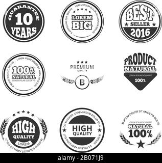Hochwertige, hochwertige, garantiert Vintage-Vektor-Wachsabdichtungen Etiketten, Abzeichen und Logos. Garantiefanner und Aufkleber - Veranschaulichung für Bestseller Stock Vektor