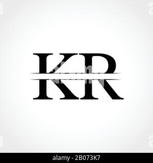 Vektor-Darstellung des KR-Buchstaben-Logos. Design mit abstraktem Letter KR-Logo Stock Vektor