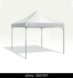 Mobiles Festzelt für Messen. Vector Mockup Schutz Dach bildet die Abbildung von Sonne und Regen Stock Vektor