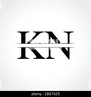 Vektordarstellung des ersten KN-Buchstaben-Logos. Abstrakter Buchstabe KN Logo Design Stock Vektor