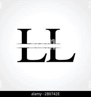 Vektor-Vorlage für das anfängliche LL-Letter-Logo. Abstraktes Design mit schwarzem Letter LL-Logo Stock Vektor