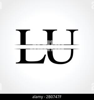 Vektor-Vorlage für das Design des Logos für den ersten LU-Buchstaben. Abstraktes Design mit schwarzem Letter LU-Logo Stock Vektor