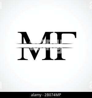 Vektor-Vorlage für das erste MF-Buchstaben-Logo. Abstraktes Design mit schwarzem Buchstaben und MF-Logo Stock Vektor
