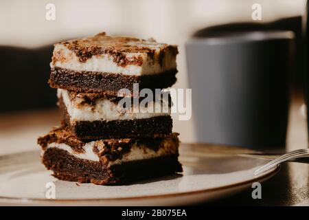 Nahaufnahme Schokoladenkuchen Stockfoto