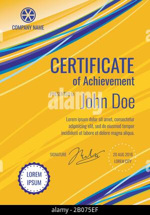 Leistungsnachweis Vorlage Diplomvektor Layout. Dokumenttypografie mit Firmennamenabbildung Stock Vektor