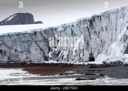 Ein sich zurückziehende Gletscher auf Livingston Island, South Shetland Islands, Antarktis. Stockfoto