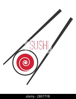 Japanische Vorlage für das Sushi-Bar-Logo. Traditionelles asien-restaurant, Vektorgrafiken Stock Vektor