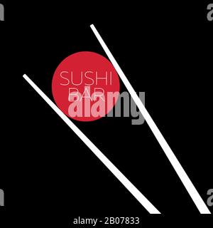 Vorlage für das Sushi Bar-Logo. Beschriftung für Menü Seafood, Vektorgrafiken Stock Vektor