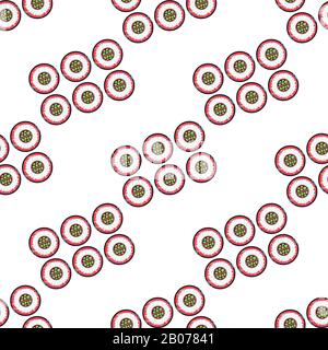 Sushi setzt Vektor Seamless Pattern auf Weiß. Japanische Tapete mit Meeresfrüchten Stock Vektor