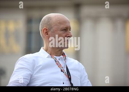 Polen, KRAKOW - 29. April 2019: Krzysztof Pieczynski polnischer Film- und Bühnendarsteller, Schriftsteller, Dichter, Sozialaktivist. Interview während der OFF-KAMERA 2019 Stockfoto