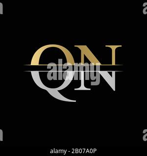 Erste Vektorvorlage für das QN-Logo im Monogramm-Brief. Silbernes und goldenes QN Letter Logo Design Stock Vektor