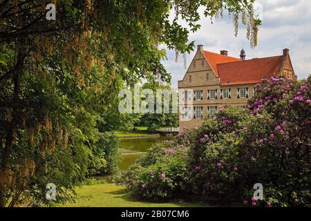 Schloss Huelshoff, Geburtsstätte der Poettin Annette von Droste-Huelshoff, Deutschland, Nordrhein-Westfalen, Münsterland, Havixbeck Stockfoto