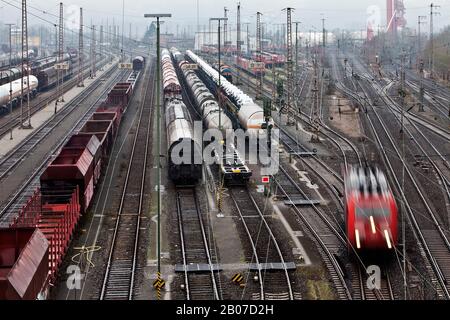 Zugbildungsanlage im Stadtteil Vorhalle, Rangierbahnhof, Deutschland, Nordrhein-Westfalen, Ruhrgebiet, Hagen Stockfoto