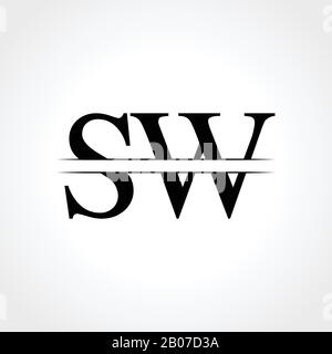 Anfangsbuchstaben SW Logo Design Vector Template. SW Schreiben Logo Design Stock Vektor