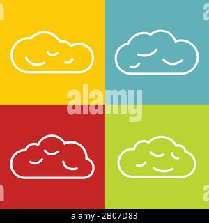 Symbole der Cloud-Linie auf dem Farbhintergrund. Satz von Linienwolken. Vektorgrafiken Stock Vektor