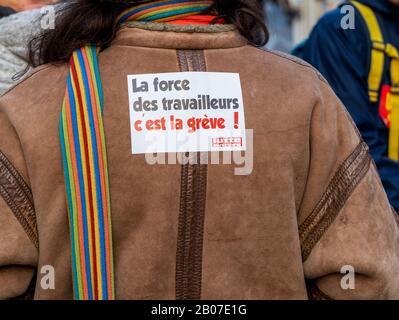 Protest gegen die französische Rente Reform in Paris Stockfoto