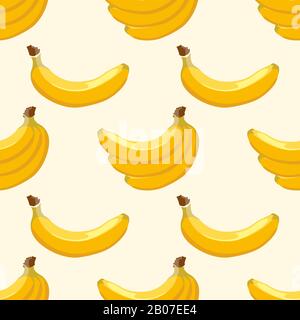 Gelbes Vektor Banane nahtloses Hintergrundmuster. Süße tropische Frucht Illustration Stock Vektor