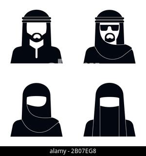 Avatar für Menschen im mittleren Osten im monochromen Design. Vektorgrafiken Stock Vektor