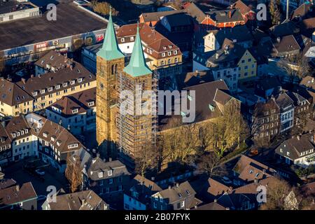 Luftbild, Renovierung Christuskirche Schwelm, Altmarkt, Kirchplatz, Schwelm, Ruhrgebiet, Nordrhein-Westfalen, Deutschland, Altstadt, DE, Europa, Land Stockfoto