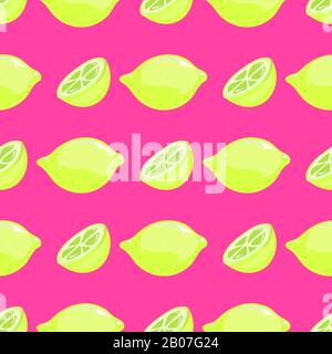 Vektor Bright Lime Seamless Pattern Bacground. Abbildung: Grüne organische Früchte Stock Vektor