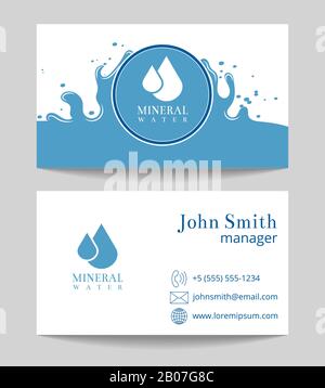 Vorlage für die Lieferung von Mineralwasser auf beiden Seiten. Organische und natürliche Vektorgrafiken Stock Vektor