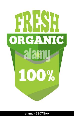 Umweltfreundliches Umweltzeichen für ökologische Produkte. Frisches Bioprodukt, Vektorgrafiken Stock Vektor