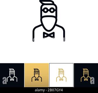 Symbol für den Modevektor von Hipper man. Modeprogramm von Hipper man auf schwarzem, weißem und goldenem Hintergrund Stock Vektor
