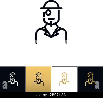 Vintage Gentleman Logo oder Retro hat man Silhouette Vector Icon. Vintage Gentleman Logo oder Retro-Hut man Silhouette Programm auf schwarzem, weißem und goldenem Hintergrund Stock Vektor