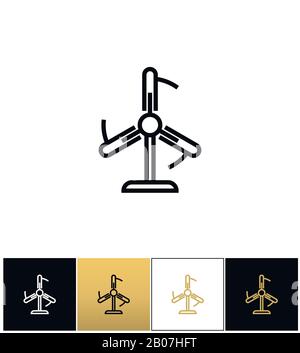 Symbol für einen lustigen oder kühlenden Luftstrom. Piktogramm "Fun" oder "Cooling Airflow" auf schwarzem, weißem und goldenem Hintergrund Stock Vektor