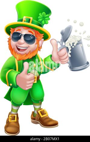 Leprechaun St Patricks Day Zeichentrickfigur Stock Vektor