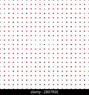 Roter, grauer und schwarzer Polka-Punkt auf weißem Backgound. Kleine Punkte. Vektor-nahtloses Muster Stock Vektor