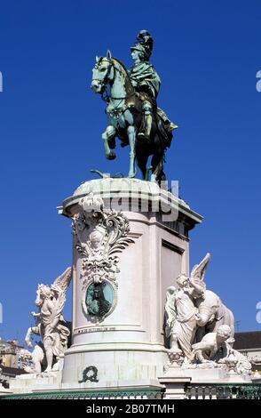 Denkmal auf Praca do Comercio, Lissabon, Lissabon, Portugal, Europa Stockfoto