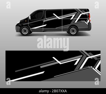 Abstrakte Streifendesigns in der Fahrzeuggrafik Vektor. Abstrakte Linien Designkonzept für LKW und Fahrzeuge Van-Grafik Vinyl-Wrap Stock Vektor