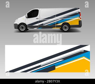 Modernes, einfaches Design für Vans-Grafiken, Vinyl-Wrap-Schablonenvektor Stock Vektor