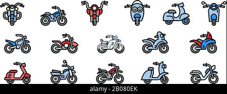 Motorrad Symbole gesetzt. Umrisse der Motorrad Vector Icons für Web Design auf weißem Hintergrund Stock Vektor