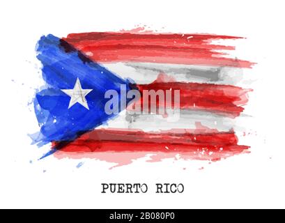 Realistische Farbe Malfahne von Puerto rico. Vektor. Stock Vektor