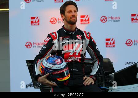 Team Haas präsentierte das neue 2020 Car #08 Romain Grosjean, Kevin Magnussen Haas F1 Team. Formel-1-Weltmeisterschaft 2020, Wintertesttage #1 2020 Barcelona, 19./21. Februar 2020. Stockfoto