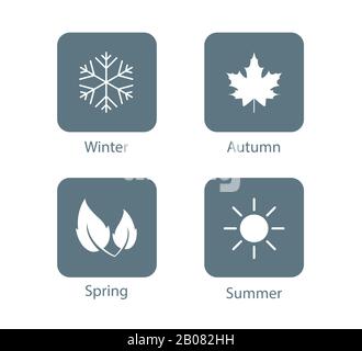 Symbol für vier Jahreszeiten. Vektorgrafiken, flaches Design. Stock Vektor