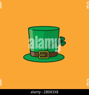 Grüner St. Patricks Hut mit Shamrock-Vektor-Illustration für den St. Patricks Day am 17. März. Symbol für die Farbe des irischen Nationalfeiertags. Stock Vektor