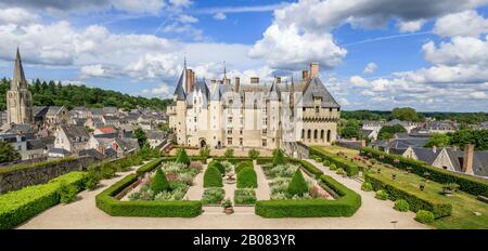 Frankreich, Indre et Loire, regionaler Naturpark der Loire-Touraine, Loire-Tal, das von der UNESCO zum Weltkulturerbe erklärt wird, Langeais, Chateau de Langeais Par Stockfoto