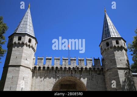 Türkei. Istanbul. Das Tor der Salutationen. Eingang des Topkapi-Palastes. Jahrhundert. Stockfoto