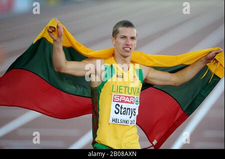 2012-06-29. Raivydas Stanys. Leichtathletik-Europameisterschaften in Helsinki. Stockfoto