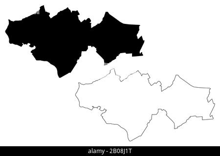 Gemeinde Krustpils (Republik Lettland, Verwaltungsgebiete von Lettland, Gemeinden und deren Gebietseinheiten) Kartenvektorabbildung, s Stock Vektor