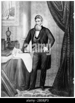 John Brown (1800-1859), Abolitionist, Antisklaverei-Bewegung, Porträtdruck von Anton Hohenstein nach Martin Lawrence, im Jahre 1866 Stockfoto