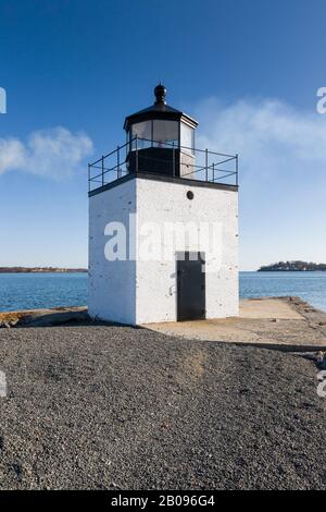 Derby Wharf Light Station auf Derby Wharf in Salem, Massachusetts USA. Diese ursprünglich 187 erbaute Lichtstation wurde in das National Register o aufgenommen Stockfoto