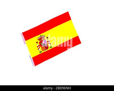 Staatsflaggen Spaniens mit Wappen. Stockfoto
